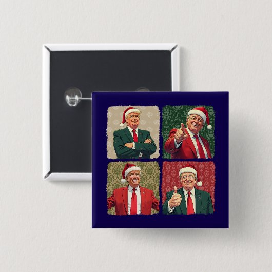 Trump Pop Art Christmas Button MAGA Holiday Pin (Vorne & Hinten)