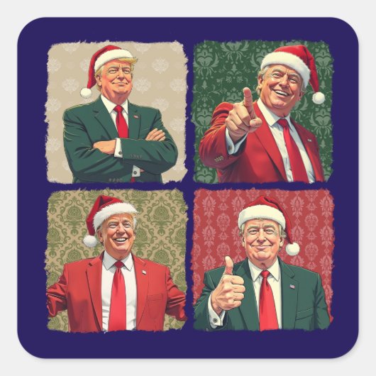 Trump Pop Art Christmas Sticker MAGA Holiday (Vorderseite)