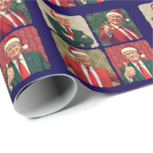 Trump Pop Art Christmas Wrapping Paper MAGA Geschenkpapier (Rolleneckpunkt)