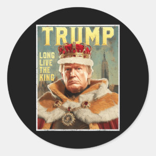 Trump-Porträt-Signatur Lang lebe der König Vintag Runder Aufkleber