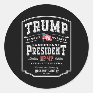 Trump Präsident N 47 Vintage Whiskey USA 1 Runder Aufkleber
