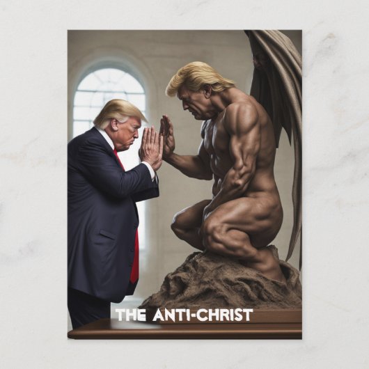 Trump Prays in einer Kirche Der Antichrist Postkarte (Vorderseite)
