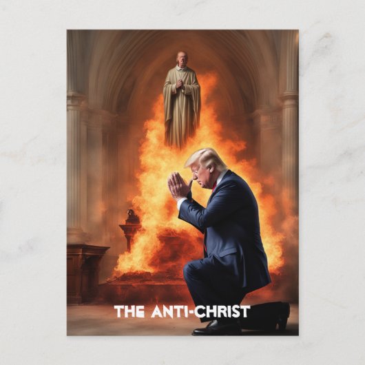 Trump Prays in einer Kirche Der Antichrist Postkarte (Vorderseite)