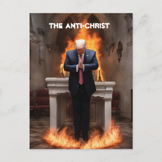 Trump Prays in einer Kirche Der Antichrist Postkarte (Vorderseite)