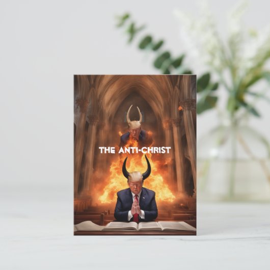 Trump Prays in einer Kirche Der Antichrist Postkarte (Stehend Vorderseite)