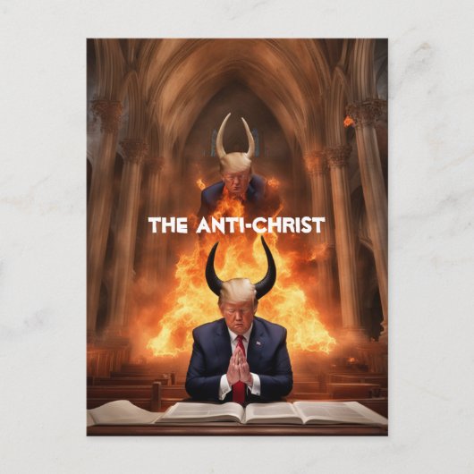 Trump Prays in einer Kirche Der Antichrist Postkarte (Vorderseite)