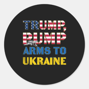 Trump pumpt Waffen für den militärischen Unterstüt Runder Aufkleber