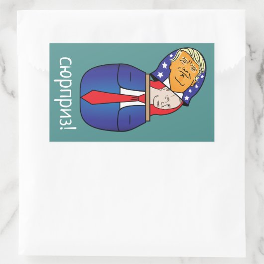 Trump - Putin Russische Puppe Rechteckiger Aufkleber (Tasche)