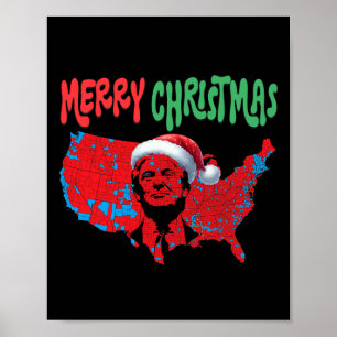 Trump Red Election Map frohe Weihnachten Trump Win Poster