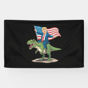 Trump reitet auf Dinosaurier T Rex USA Amerikanisc Banner