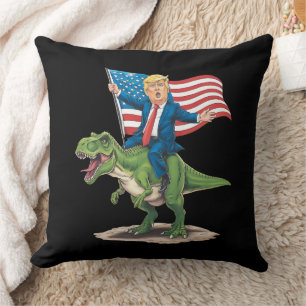 Trump reitet auf Dinosaurier T Rex USA Amerikanisc Kissen