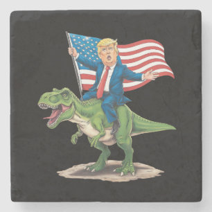 Trump reitet auf Dinosaurier T Rex USA Amerikanisc Steinuntersetzer