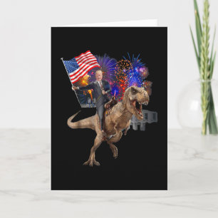 Trump Reitet Auf Einem Dinosaurier T-Rex Unterstüt Karte