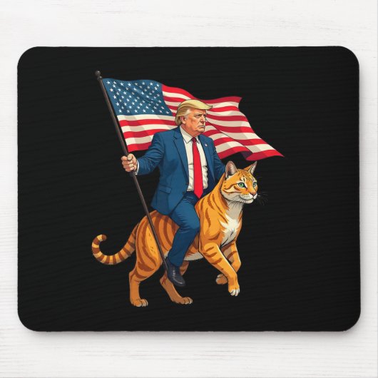 Trump reitet eine Katze, die die amerikanische Fla Mousepad (Vorne)