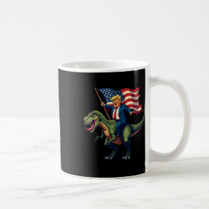 Trump reitet einen Dinosaurier-T-Rex Trump in Amer Kaffeetasse