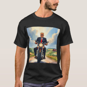 Trump reitet Motorrad Amerikas Agrarland US MAGA T-Shirt