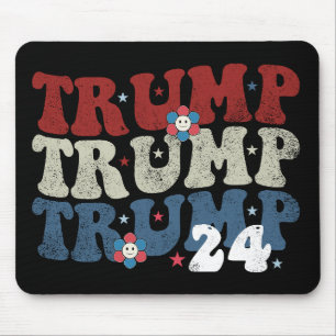 Trump Retro Groovy Blume 24 Wahl 2024 Mousepad