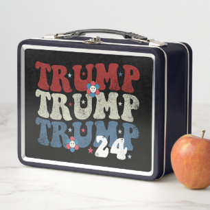 Trump Retro Groovy Blume 24 Wahlen 2024 Metall Brotdose