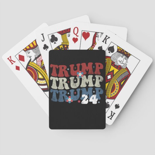 Trump Retro Groovy Blume 24 Wahlen 2024 Spielkarten (Rückseite)