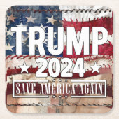 Trump! rett wieder Amerika. Rechteckiger Pappuntersetzer (Vorderseite)