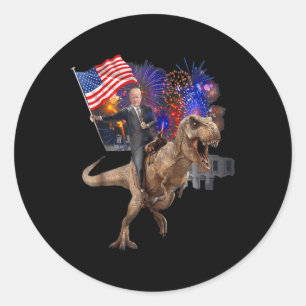 Trump Riding A Dinosaur T-rex unterstützt Trump 20 Runder Aufkleber