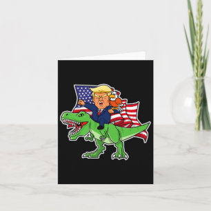 Trump Riding A Dinosaur Trex Funny Merica Patrioti Karte