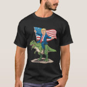 Trump Riding Dinosaur T Rex US-amerikanische Flagg T-Shirt (Vorderseite)