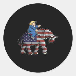Trump Riding Elefanten Republikaner Shirt Geschenk Runder Aufkleber