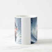 Trump Riding Motorrad im Winter Weihnachten MAGA Kaffeetasse (Mittel)