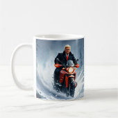 Trump Riding Motorrad im Winter Weihnachten MAGA Kaffeetasse (Links)