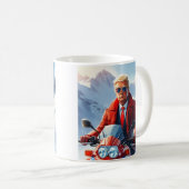 Trump Riding Motorrad im Winter Weihnachten MAGA Kaffeetasse (VorderseiteRechts)