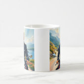 Trump Riding Motorrad in schönen Bergen USA Kaffeetasse (Mittel)