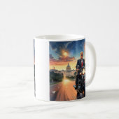 Trump Riding Motorrad US Hauptstadt Fireworks MAGA Kaffeetasse (VorderseiteRechts)