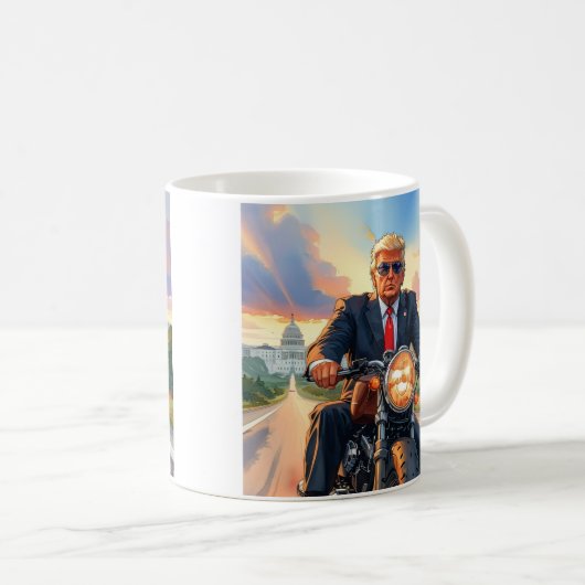 Trump Riding Motorrad US Hauptstadt Washington DC Kaffeetasse (VorderseiteRechts)