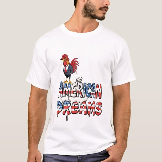 Trump Rooster Kacke über amerikanische Träume T-Shirt (Vorderseite)