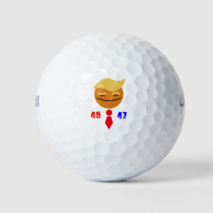 Trump: Rote Krawatte lächelnd Gesicht 45/47 Golfball