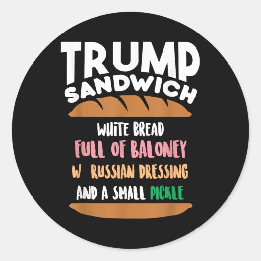 Trump Sandwich Anti-Trump Impeachment Funny Runder Aufkleber (Vorderseite)