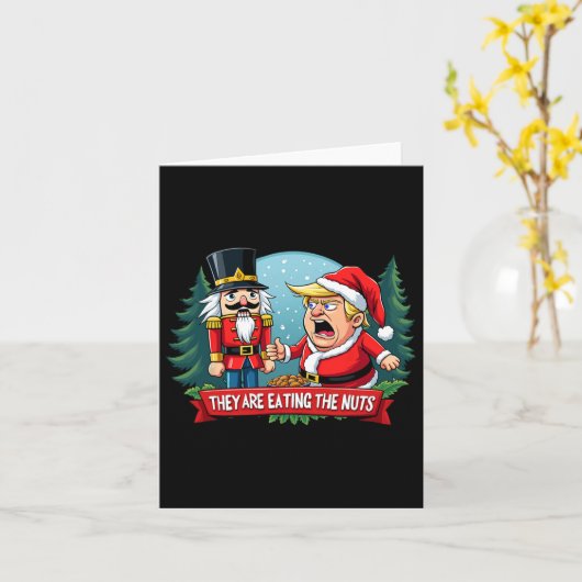 Trump Santa Claus mit Nutcracker essen sie Karte (Gelbe Blume)