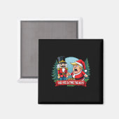 Trump Santa Claus mit Nutcracker essen sie Magnet (Vorderseite/Rückseite)