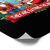 Trump Santa Claus mit Nutcracker essen sie Poster (Ecke)