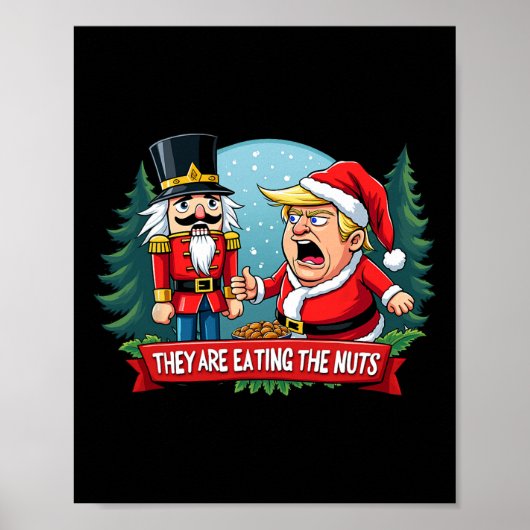 Trump Santa Claus mit Nutcracker essen sie Poster (Vorne)