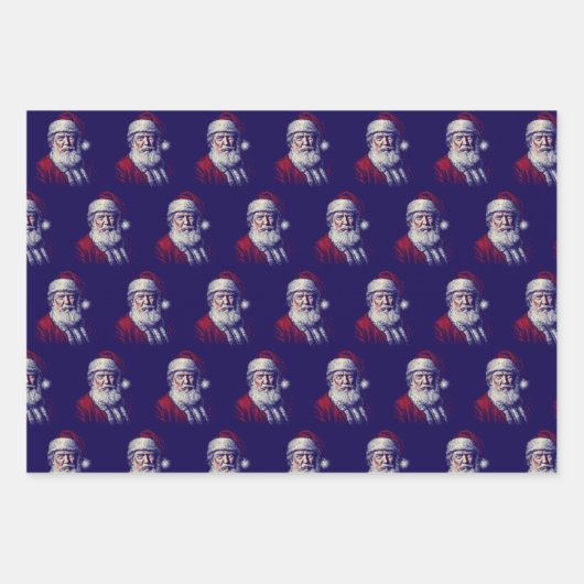 Trump Santa Hat Face Funny Christmas Art  Geschenkpapier Set (Vorderseite 3)