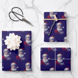 Trump Santa Hut Gesichts Lustige Weihnachts Kunst Geschenkpapier Set