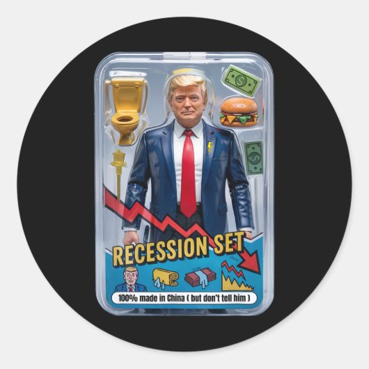 Trump Satire überlebte Rezession Box Set Action Fi Runder Aufkleber (Vorderseite)
