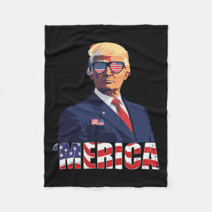 Trump Shirt Merica Trump Sungl US Flag 4. Juli Fleecedecke