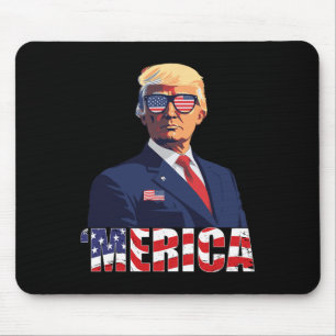 Trump Shirt Merica Trump Sungl US Flag 4. Juli Mousepad