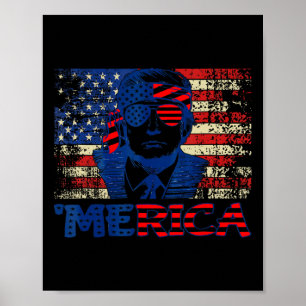 Trump-Shirt Viertes 4. Juli Trump American Fla Poster