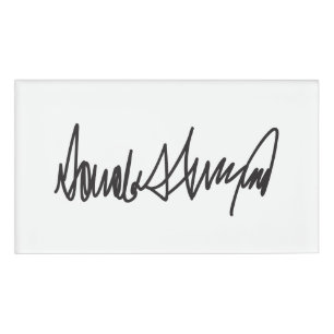 Trump-Signatur Namenschild
