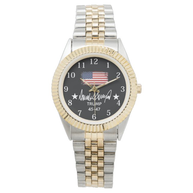 Trump Signature 45-47 Flag Armbanduhr (Vorderseite)