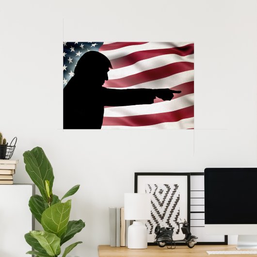 Trump Silhouette Flag Poster (Heimbüro)